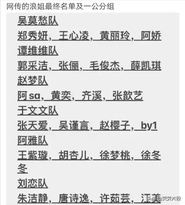 浪姐各季阵容搭配表(浪姐1全体阵容名单)插图5