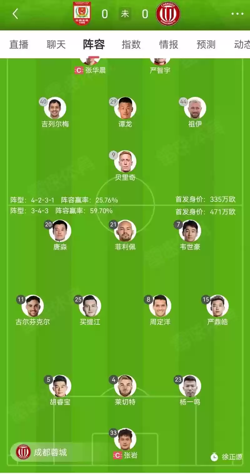 蓉城首发阵容插图