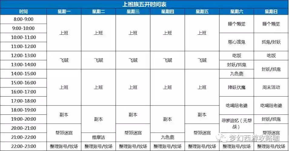 梦幻西游上班族娱乐五开配置，梦幻西游五开上班族活动列表插图1